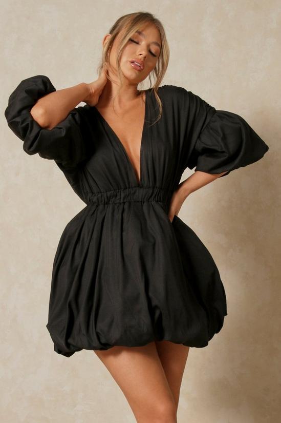 MissPap Plunge Front Extreme Puff Sleeve Mini Dress 4