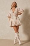 MissPap Plunge Front Extreme Puff Sleeve Mini Dress thumbnail 1