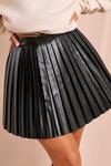 MissPap Leather Look Pleated Mini Skirt thumbnail 2