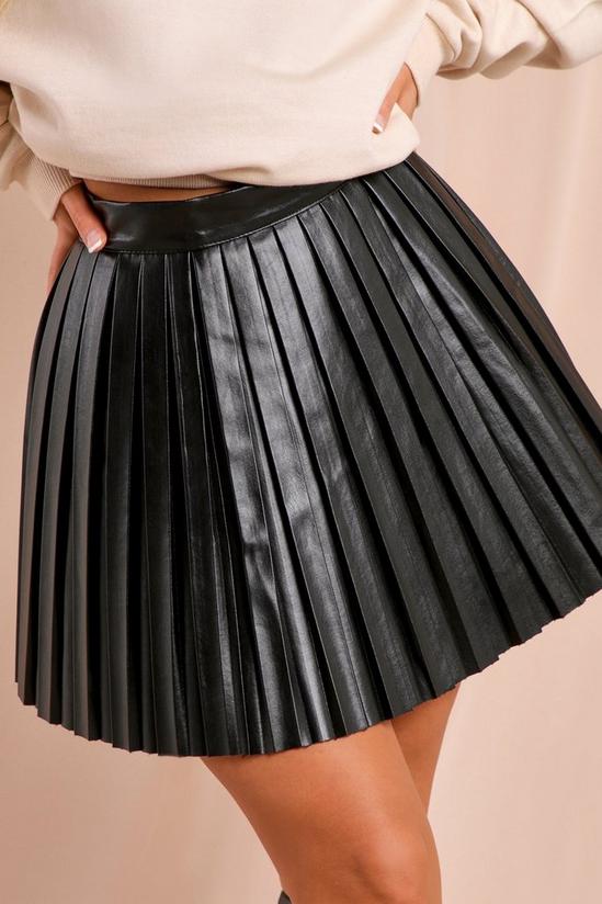 MissPap Leather Look Pleated Mini Skirt 2