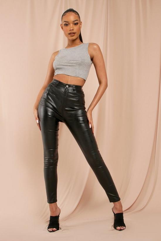 MissPap Leather Look High Waisted Skinny Jeans 1