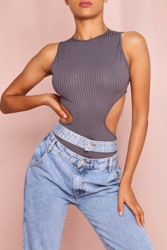 MissPap Ribbed Cut Out Backless Bodysuit 1