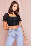 MissPap Ruched Puff Sleeve Crop Top thumbnail 1