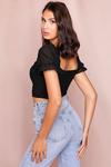 MissPap Ruched Puff Sleeve Crop Top thumbnail 3