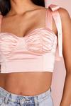 MissPap Ruched Cup Tie Sleeve Corset Crop Top thumbnail 2