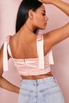 MissPap Ruched Cup Tie Sleeve Corset Crop Top thumbnail 4