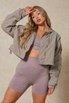 MissPap Ruched Sleeve Hooded Cropped Jacket thumbnail 1