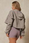 MissPap Ruched Sleeve Hooded Cropped Jacket thumbnail 3