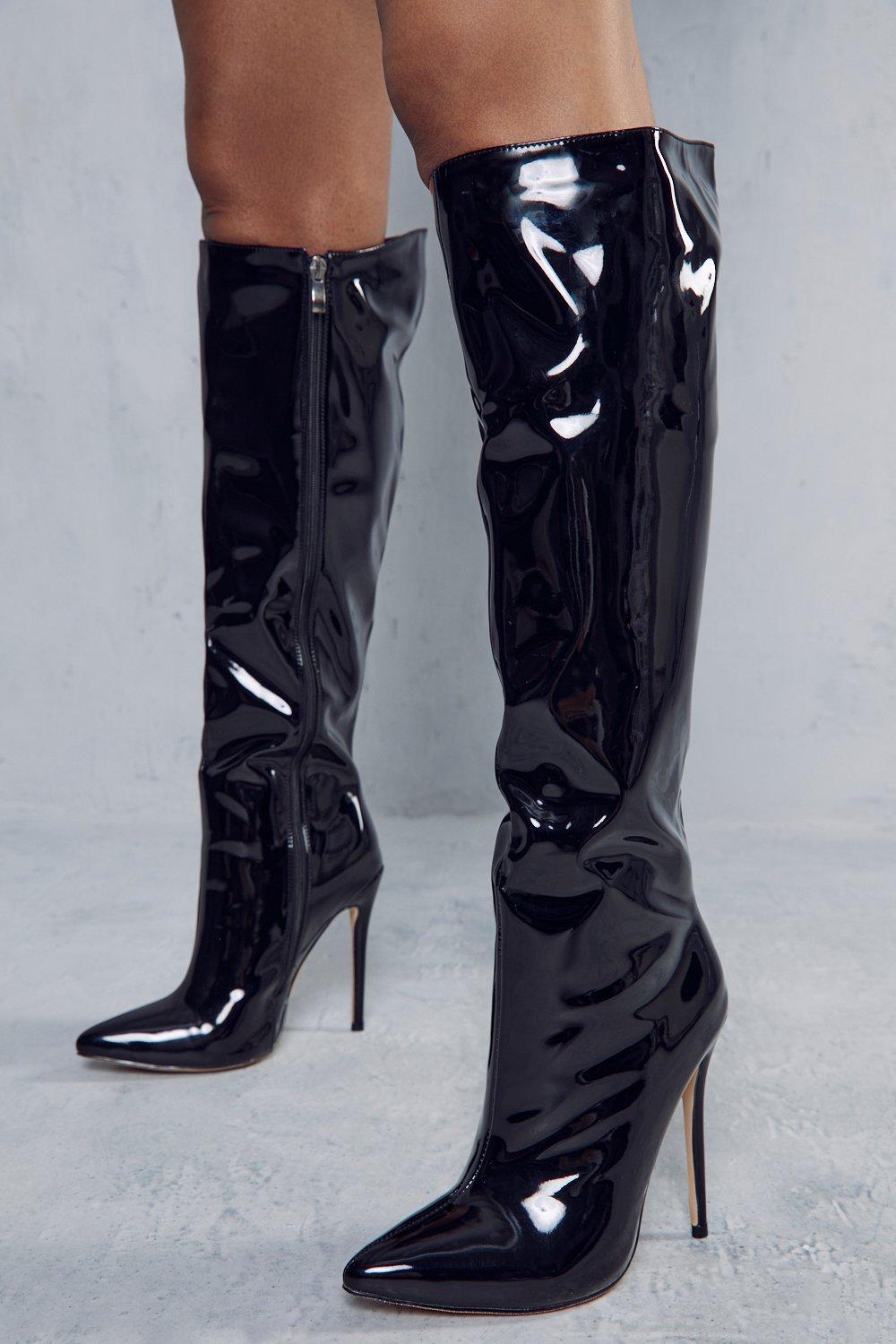 Patent boots hotsell knee high