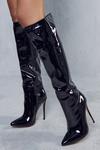 MissPap Patent Knee High Pointed Heeled Boots thumbnail 3