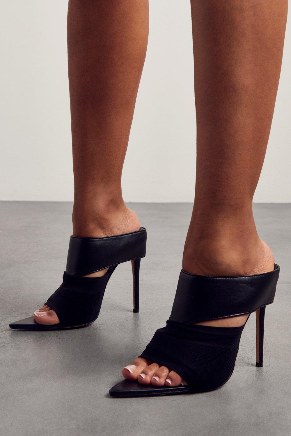 Black high hotsell heel mules uk