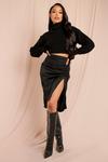 MissPap Ruched Side Split Leg Midi Skirt thumbnail 1