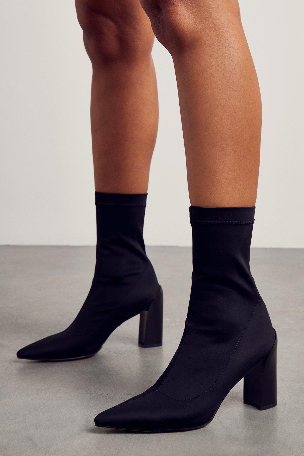 Stretch Block Heel Ankle Boot