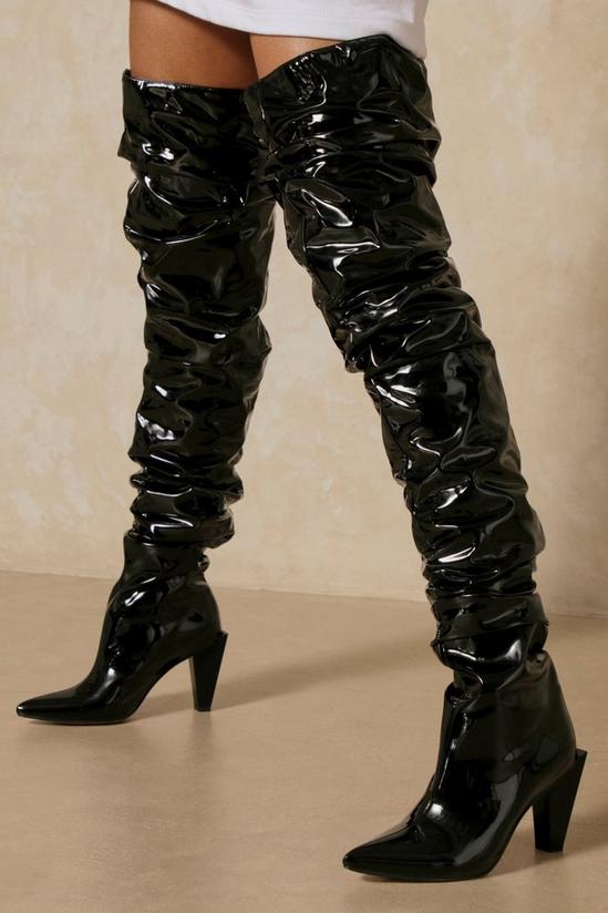 MissPap Patent Thigh High Heeled Boot 3
