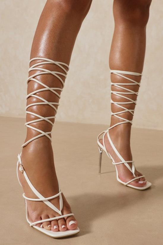 MissPap Leather Look Strappy Lace Up Heels 1