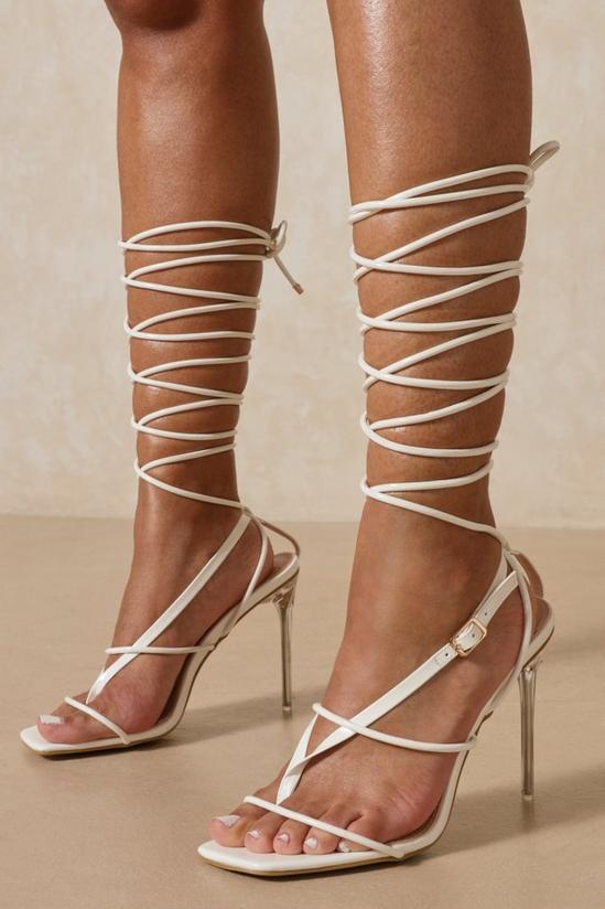 MissPap Leather Look Strappy Lace Up Heels 3