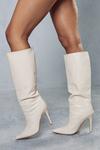 MissPap Leather Look Croc Pointed Heeled Boots thumbnail 1