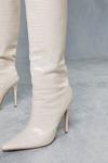 MissPap Leather Look Croc Pointed Heeled Boots thumbnail 2