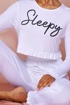 MissPap Sleepy Slogan Frill Hem PJ Trouser Set thumbnail 1