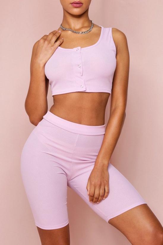 MissPap Ribbed Strappy Popper Crop Top & Cycling Short 1