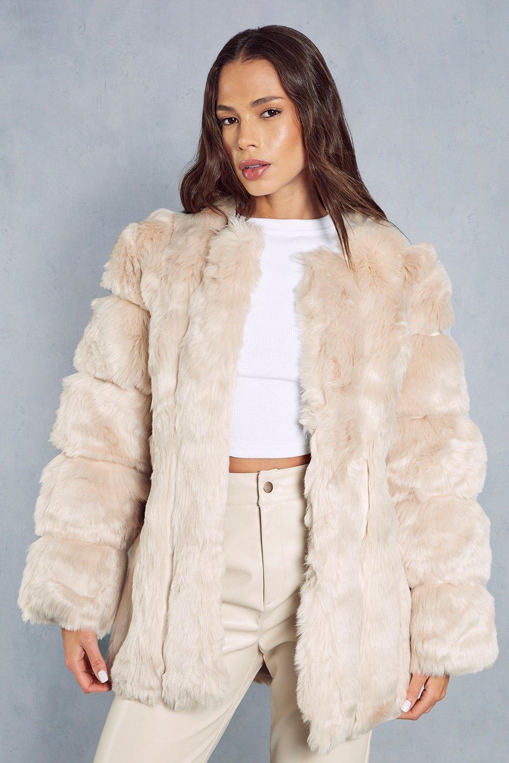 Panelled faux hot sale fur coat