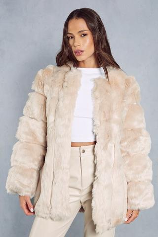 Exaggerated Long Sleeve Spread Collar Bubble Cropped Faux Fur Coat - W –  Trendy & Unique
