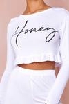 MissPap Honey Slogan Frill Hem PJ trouser Set thumbnail 4