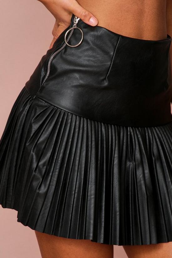 MissPap Leather Look Pleated Mini Skirt 4