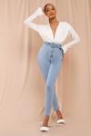 MissPap High Waisted Buckle Belted Skinny Jeans thumbnail 1