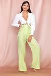 MissPap Metallic Satin Belted High Waisted Trousers thumbnail 1
