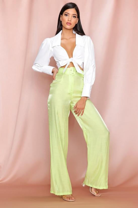MissPap Metallic Satin Belted High Waisted Trousers 1