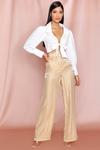 MissPap Metallic Satin Belted High Waisted Trousers thumbnail 1
