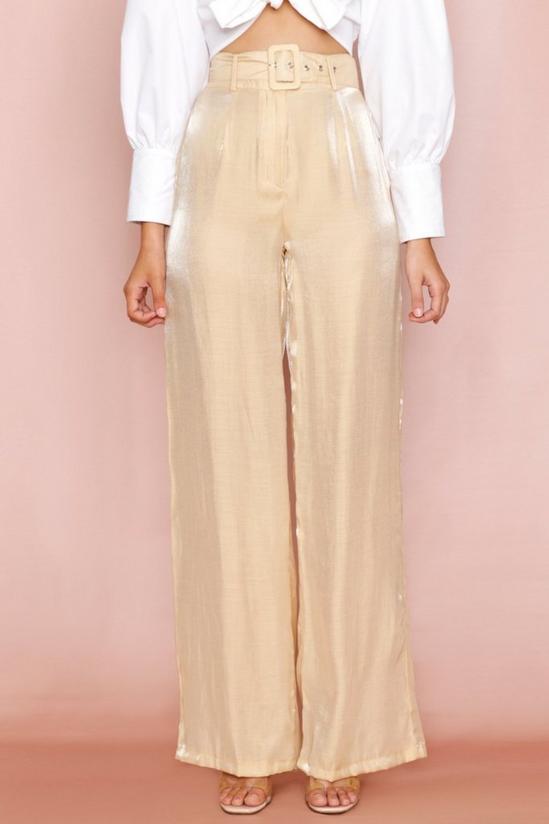 MissPap Metallic Satin Belted High Waisted Trousers 3