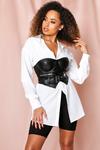 MissPap Faux Leather Zip Detail Belted Cupped Corset Top thumbnail 1