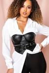 MissPap Faux Leather Zip Detail Belted Cupped Corset Top thumbnail 4