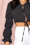 MissPap Polka Dot Ruched Tie Front Blouse thumbnail 4