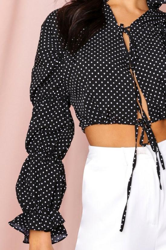 MissPap Polka Dot Ruched Tie Front Blouse 4