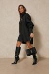 MissPap Ruched Tie Sleeve Shirt Dress thumbnail 4