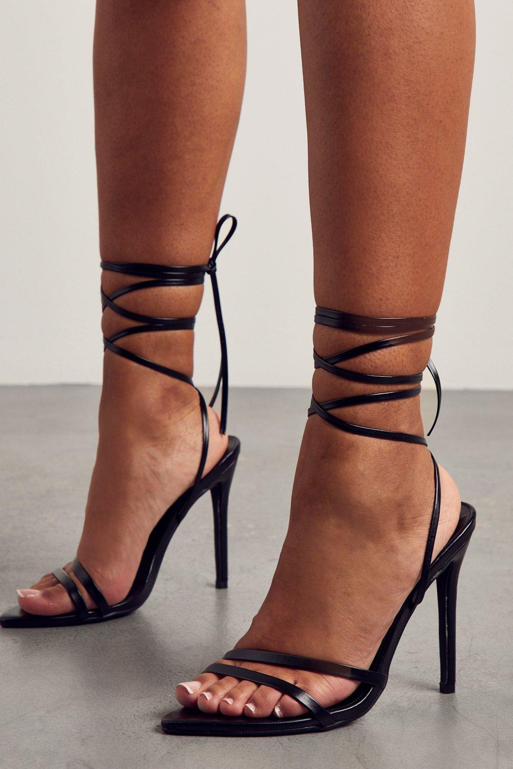 Pointed toe 2024 tie up heels