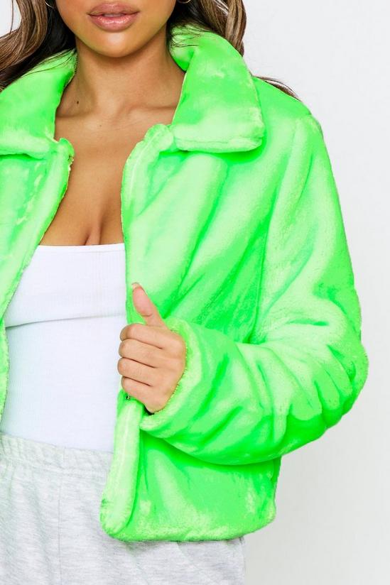 MissPap Neon Cropped Faux Fur Jacket 4