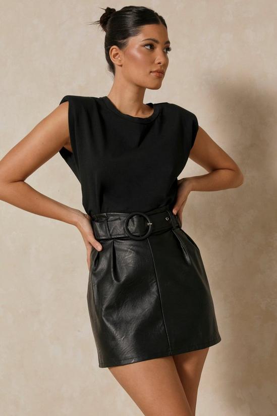 MissPap Leather look Buckle Belt Mini Skirt 1