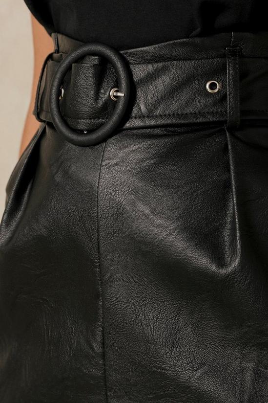 MissPap Leather look Buckle Belt Mini Skirt 2