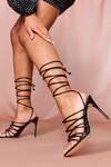 MissPap Square Toe Knot Detail Strappy Heels thumbnail 2