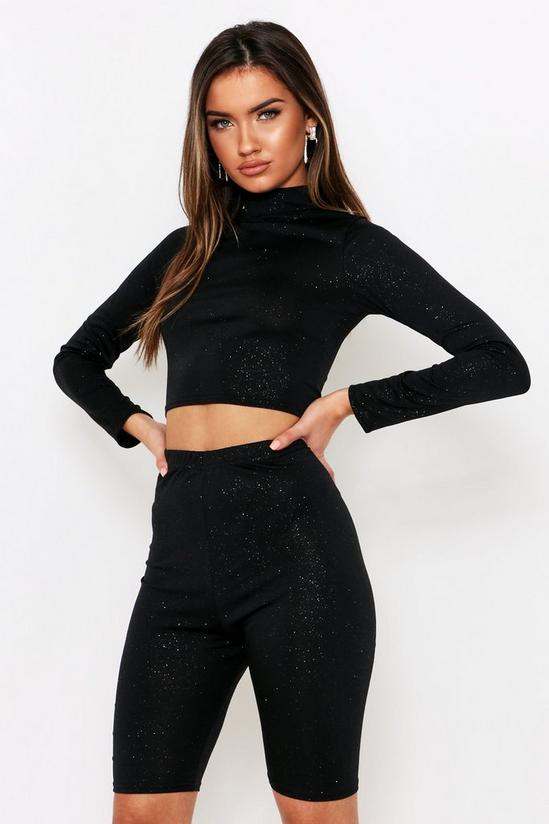 MissPap Glitter High Neck Cropped Top 1