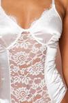 MissPap Satin Panelled Lace Thong Bodysuit thumbnail 4