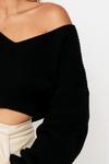 MissPap V Neck Slouchy Knitted Cropped Jumper thumbnail 4