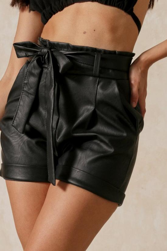 MissPap leather look Paper Bag Shorts 2