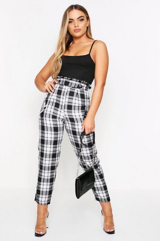 MissPap High Waisted Button Detail Checked Trousers 3