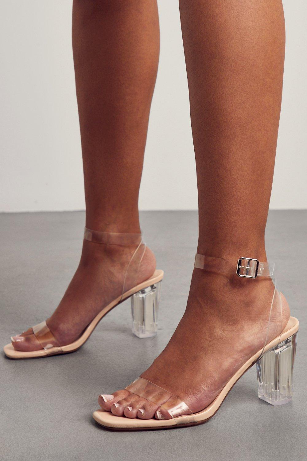 Clear short cheap block heels