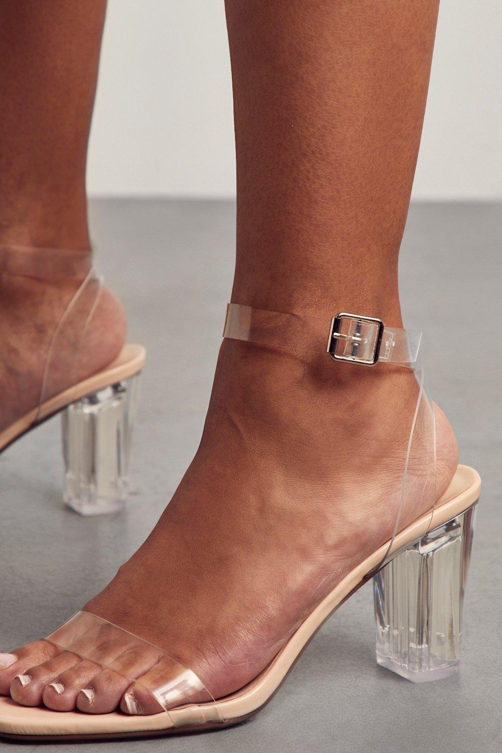 Short clear store block heels